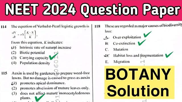 Neet question paper 2024 | complete solution | botany portion | neet 2024 solved paper Neet question paper 2024 | complete solution | botany portion | neet 2024 solved paper