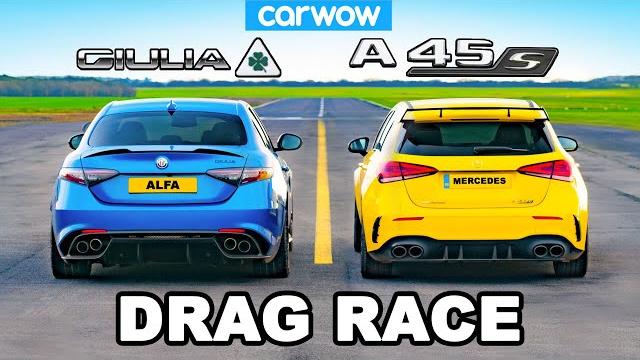 Amg a45 s v alfa romeo giulia qv - drag race Amg a45 s v alfa romeo giulia qv - drag race