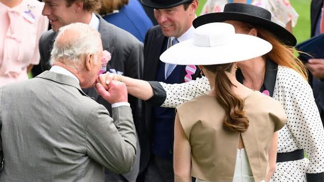 King charles pictured kissing duchess of york’s hand King charles pictured kissing duchess of york’s hand