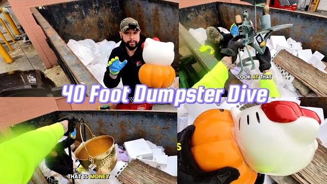 40 foot dumpster diving !! shocking footage. 40 foot dumpster diving !! shocking footage.