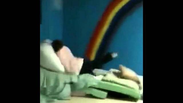 Kid jumping on pillows Kid jumping on pillows