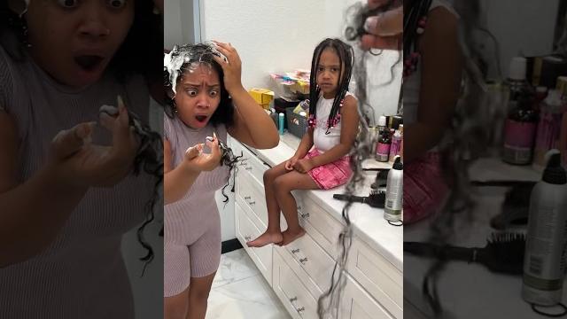 Londyn does mommy hair and makes it fall out #shorts Londyn does mommy hair and makes it fall out #shorts