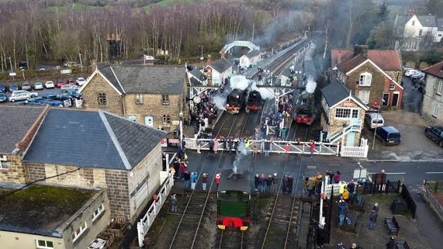 Rail 200 officially begins at nymr with 4 loco line-up and whistle at grosmont - 1st jan 2025 - 4k Rail 200 officially begins at nymr with 4 loco line-up and whistle at grosmont - 1st jan 2025 - 4k