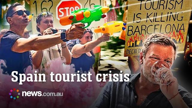 Furious spanish protesters unleash on tourists Furious spanish protesters unleash on tourists