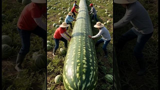 Farmer grows super hybrid long watermelon like train #watermelontrain #farming #farmers #farm Farmer grows super hybrid long watermelon like train #watermelontrain #farming #farmers #farm