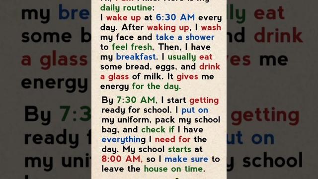 Daily routine Daily routine