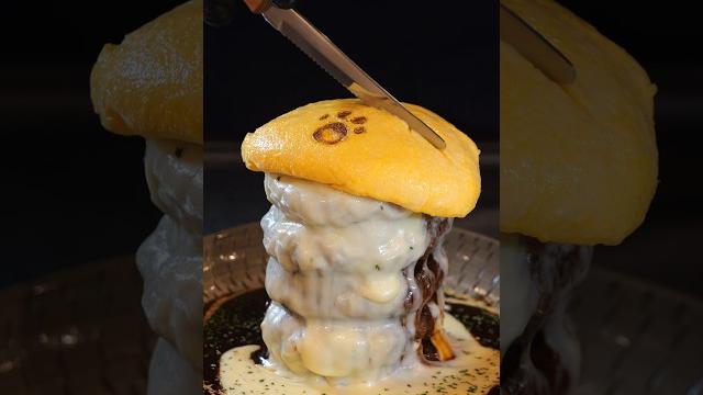 Hamburger steak and omelette @ikura_omelette Hamburger steak and omelette @ikura_omelette
