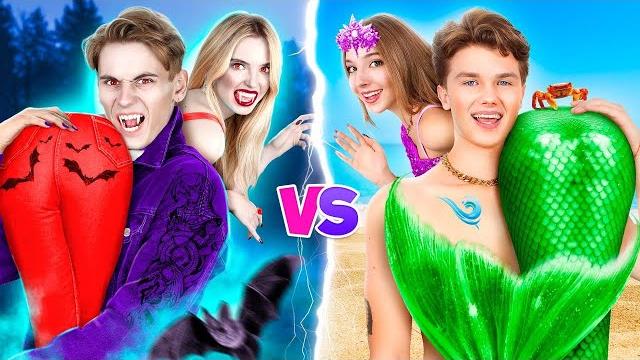Mermaid couple vs vampire couple! extreme makeover from vampire to mermaid Mermaid couple vs vampire couple! extreme makeover from vampire to mermaid