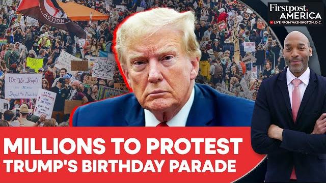 Nationwide "no kings" rallies challenge trump's flag day parade | firstpost america | n18g Nationwide "no kings" rallies challenge trump's flag day parade | firstpost america | n18g