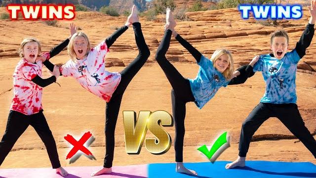Twin vs twin extreme yoga challenge in the desert! Twin vs twin extreme yoga challenge in the desert!