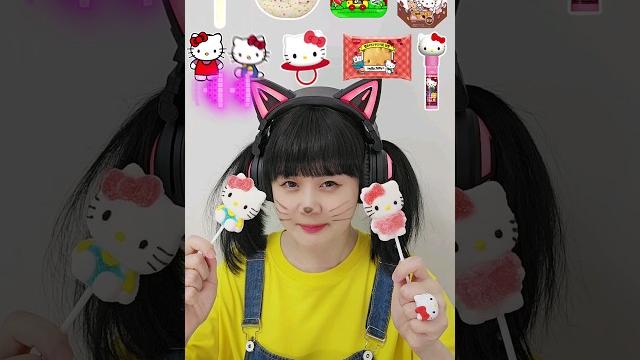 Hello kitty mukbang #tiktok #shorts Hello kitty mukbang #tiktok #shorts