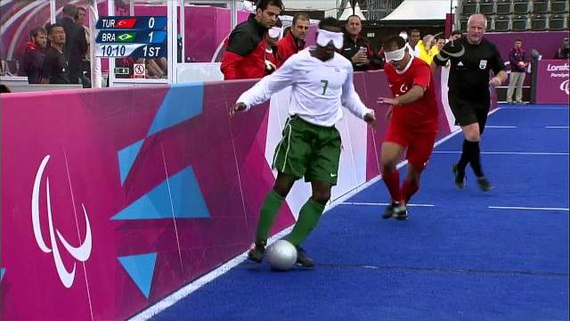 Football 5-a-side - tur vs bra - 1st half p1 - men's prelim. pool b - london 2012 paralympic games Football 5-a-side - tur vs bra - 1st half p1 - men's prelim. pool b - london 2012 paralympic games