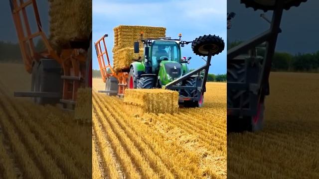 Fendt 724 tractor chasing bales Fendt 724 tractor chasing bales