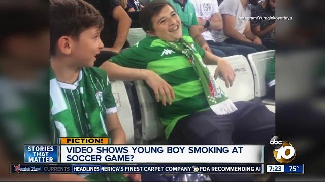 Video shows a child smoking at a soccer game? Video shows a child smoking at a soccer game?