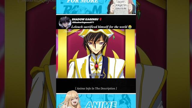 Lelouch sacrificed himself for the world's sake #anime #shorts Lelouch sacrificed himself for the world's sake #anime #shorts