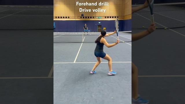 Tennis forehand drive volley drill - olivia 12y junior player - practice training session Tennis forehand drive volley drill - olivia 12y junior player - practice training session