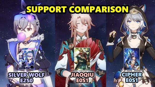 E0s1 cipher vs e0s1 jiaoqiu vs e2s0 silver wolf | e2s1 acheron's support comparison | hsr 3.4 v2 E0s1 cipher vs e0s1 jiaoqiu vs e2s0 silver wolf | e2s1 acheron's support comparison | hsr 3.4 v2