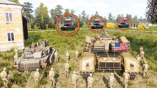 Nato's advanced us tanks chase russian tanks that are about to enter the maryinka border Nato's advanced us tanks chase russian tanks that are about to enter the maryinka border