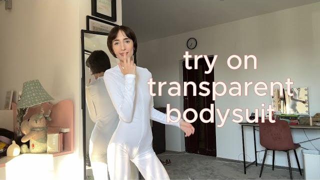 Try on haul with transparent white bodysuit by liux bate Try on haul with transparent white bodysuit by liux bate