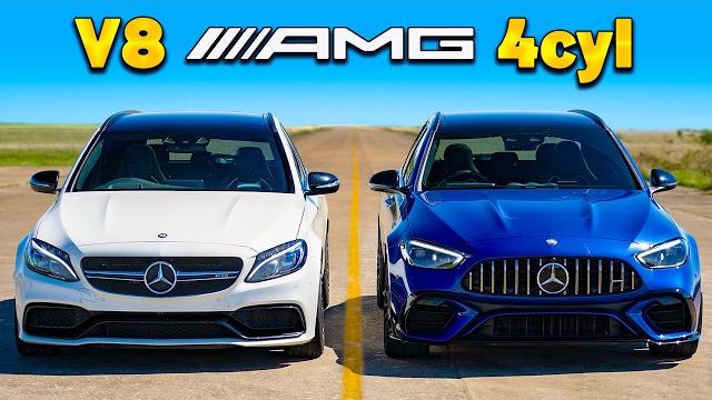 New c63 4cyl v old c63 v8: drag race New c63 4cyl v old c63 v8: drag race