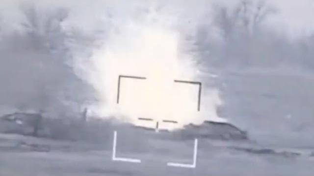 Using a stugna anti-tank missile ukraine's 79th air assault brigade hits a russian tank near maryink Using a stugna anti-tank missile ukraine's 79th air assault brigade hits a russian tank near maryink