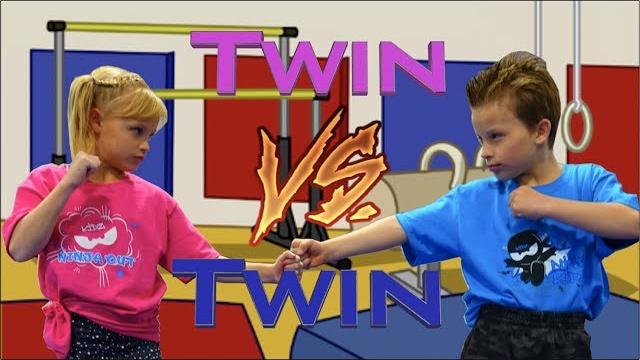 Sister vs brother - twin gymnastics Sister vs brother - twin gymnastics