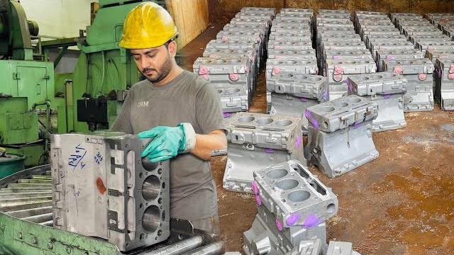 Amazing manufacturing process of engine cylinder block | factory mass production engine block Amazing manufacturing process of engine cylinder block | factory mass production engine block