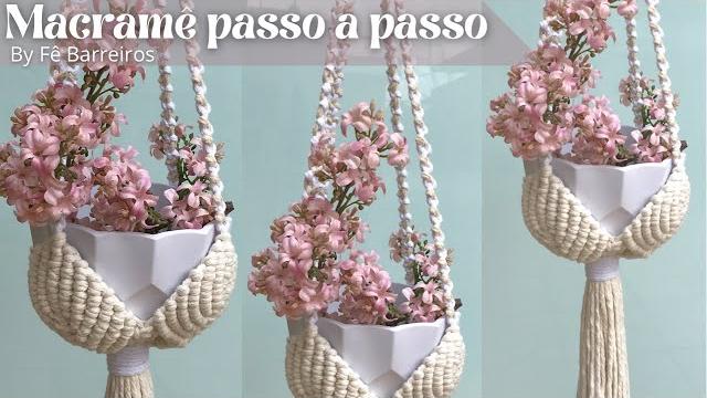 Suporte de plantas em macramê passo a passo | macrame plant hanger tutorial | fê barreiros #macrame Suporte de plantas em macramê passo a passo | macrame plant hanger tutorial | fê barreiros #macrame