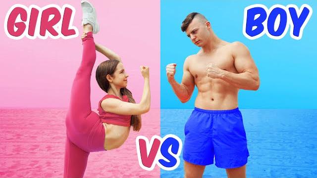 Girl vs boy gymnastics battle Girl vs boy gymnastics battle