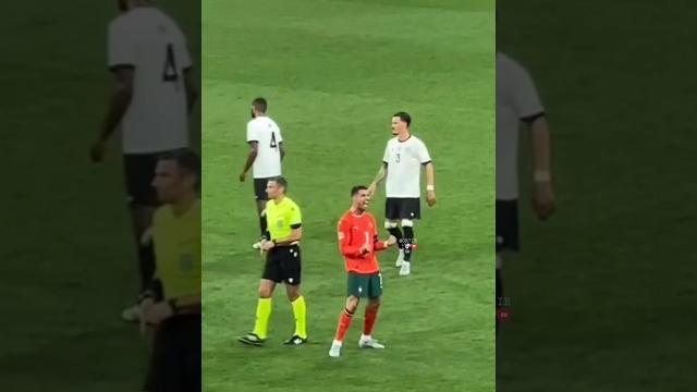 Ronaldo's reaction to germany fans chanting messi's name Ronaldo's reaction to germany fans chanting messi's name