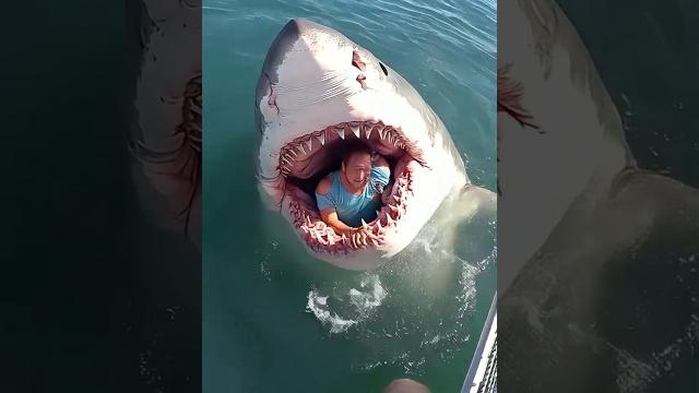 Man in shark's mouth tries to escape#thrilling escape#marine adventure#shark behavior#natural power Man in shark's mouth tries to escape#thrilling escape#marine adventure#shark behavior#natural power