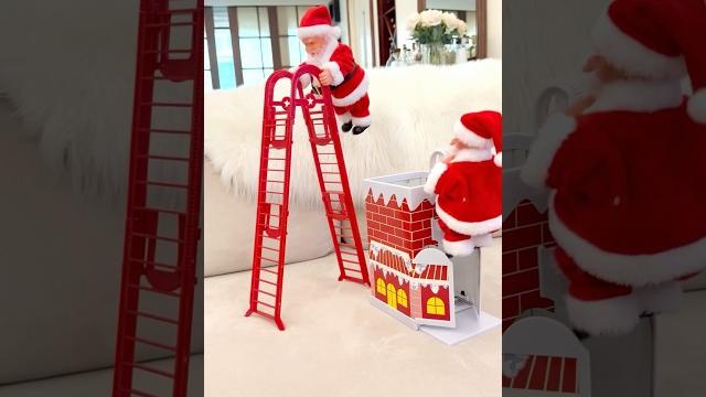 Cute santa clause climbing the ladder! santa toys #shortsvideo #christmas #present #santa Cute santa clause climbing the ladder! santa toys #shortsvideo #christmas #present #santa