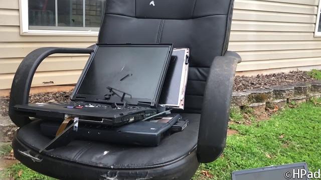 Angry office rage - laptop repair man Angry office rage - laptop repair man