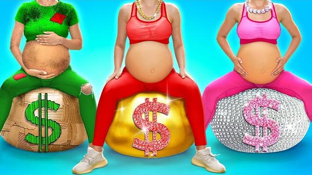Rich vs broke vs mega rich pregnant || giga expensive vs cheap hacks for future parents by 123 go! Rich vs broke vs mega rich pregnant || giga expensive vs cheap hacks for future parents by 123 go!
