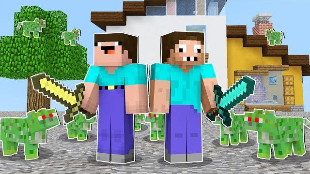 Нуб и про против котов зомби в майнкрафт ! нубик в городе и троллинг ловушка в minecraft Нуб и про против котов зомби в майнкрафт ! нубик в городе и троллинг ловушка в minecraft