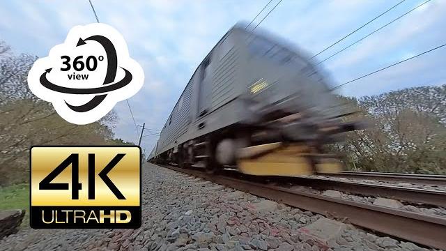 Trains running by 360° camera (4k) Trains running by 360° camera (4k)