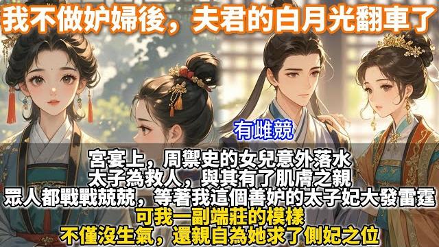 完結重生復仇文:我不做妒婦後,夫君的白月光翻車了。宮宴上,周禦史的女兒意外落水。太子為救人,與其有了肌膚之親。眾人都戰戰兢兢,等著我這個善妒的太子妃大發雷霆。可我不僅沒生氣,還親自為她求了側妃之位。 完結重生復仇文:我不做妒婦後,夫君的白月光翻車了。宮宴上,周禦史的女兒意外落水。太子為救人,與其有了肌膚之親。眾人都戰戰兢兢,等著我這個善妒的太子妃大發雷霆。可我不僅沒生氣,還親自為她求了側妃之位。