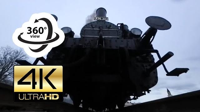 360° camera under steam train (4k) virtual reality 360° camera under steam train (4k) virtual reality