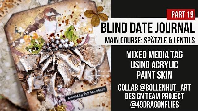 Junk journal "spätzle" from acrylic paint skin with lentils - mixed media tag blind date journal#19 Junk journal "spätzle" from acrylic paint skin with lentils - mixed media tag blind date journal#19