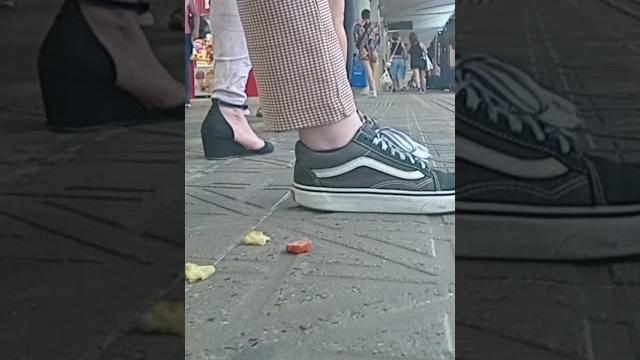 Girl candid crush with vans sneakers Girl candid crush with vans sneakers