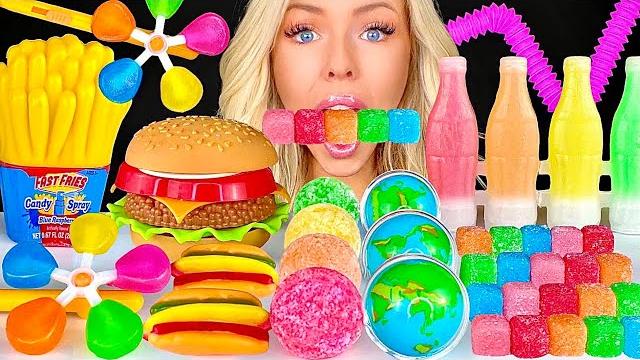 Asmr sour candy, warheads cubes, sour spray, wax candy, earth gummy, rainbow desserts mukbang 먹방 Asmr sour candy, warheads cubes, sour spray, wax candy, earth gummy, rainbow desserts mukbang 먹방