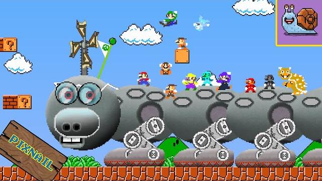 Pixnail: team mario's and mega wiggler (p.1) | animation Pixnail: team mario's and mega wiggler (p.1) | animation