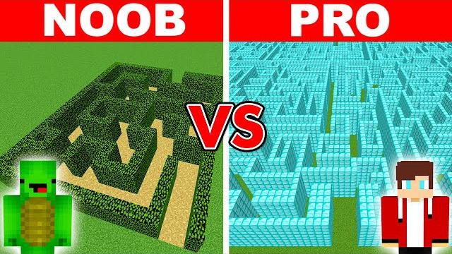 Noob vs pro: giant maze build challenge Noob vs pro: giant maze build challenge
