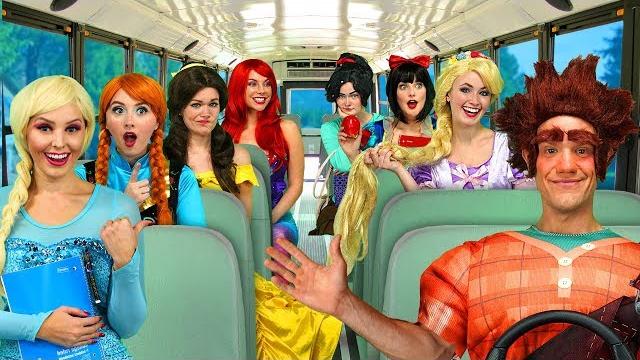 Ralph’s disney princess carpool bus ride. (vanelope, ariel, rapunzel, belle, elsa and anna) Ralph’s disney princess carpool bus ride. (vanelope, ariel, rapunzel, belle, elsa and anna)
