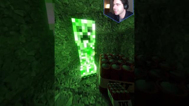 Creeper volcano in realistic minecraft rtx #minecraft Creeper volcano in realistic minecraft rtx #minecraft