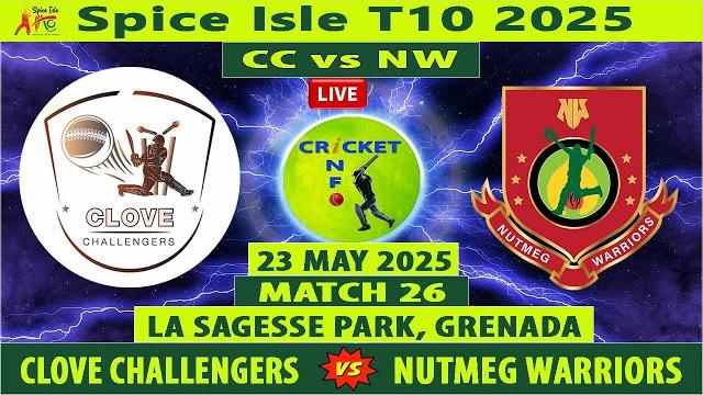 Clove challengers vs nutmeg warriors | cc vs nw | match 26 of spice isle t10 2025 live | nw vs cc Clove challengers vs nutmeg warriors | cc vs nw | match 26 of spice isle t10 2025 live | nw vs cc