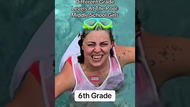 Middle school girls at the pool Middle school girls at the pool
