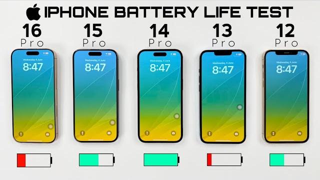 Iphone 16 pro vs 15 pro vs 14 pro vs 13 pro vs 12 pro - ios 18.5 ultimate battery drain test Iphone 16 pro vs 15 pro vs 14 pro vs 13 pro vs 12 pro - ios 18.5 ultimate battery drain test