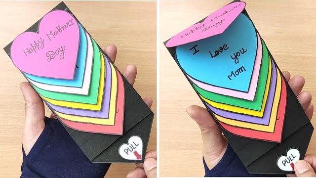Diy - happy mother's day special card | rainbow water fall greeting card | pull me | handmade card Diy - happy mother's day special card | rainbow water fall greeting card | pull me | handmade card