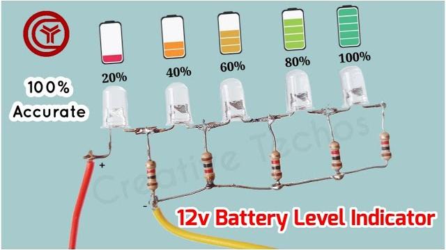Simple 12 volt battery level indicator circuit Simple 12 volt battery level indicator circuit